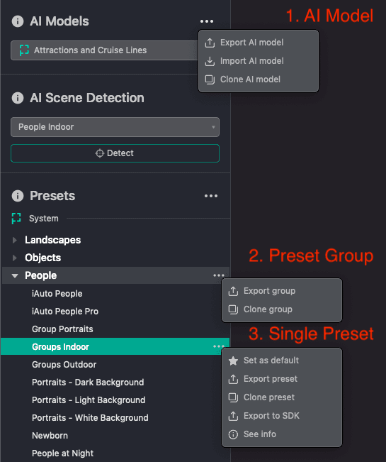 Export preset types
